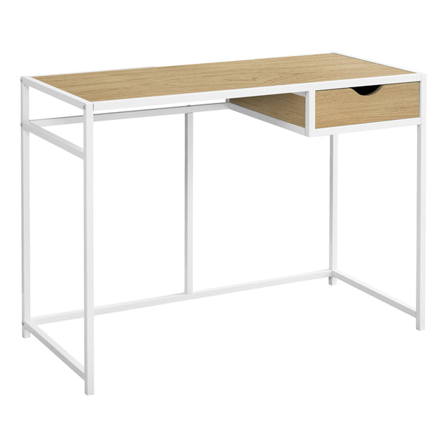 I 7575 Computer Desk - 42"L / Natural / White Metal - Furniture Depot