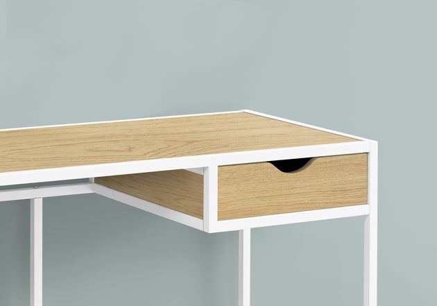 I 7575 Computer Desk - 42"L / Natural / White Metal - Furniture Depot