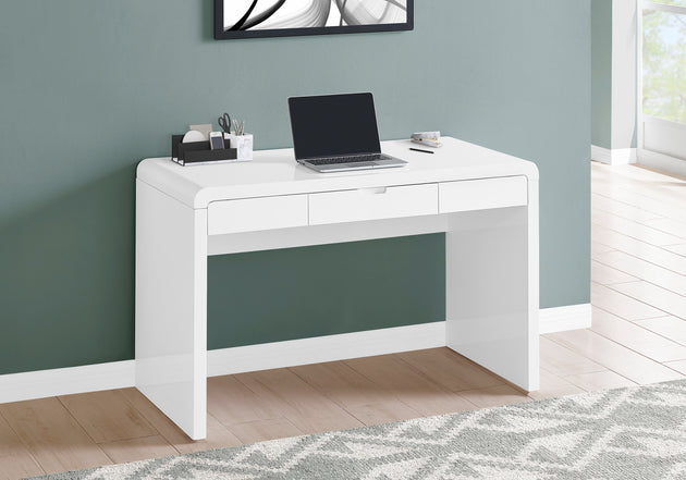 I 7580 Computer Desk - 48"L / High Glossy White / Storage Drawer - Furniture Depot