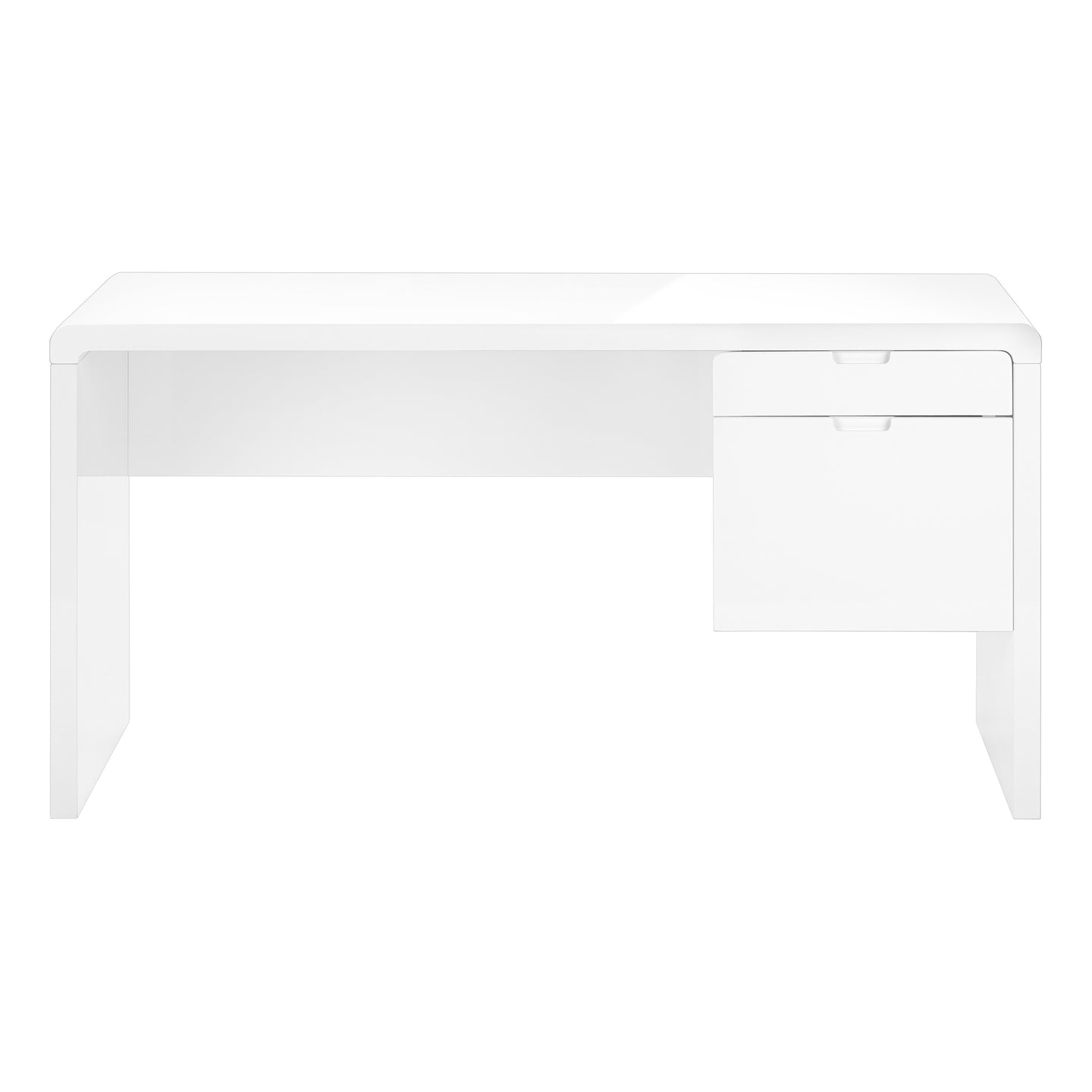 I 7581 Computer Desk - 60"L / High Glossy White L/R Face Drawer - Furniture Depot