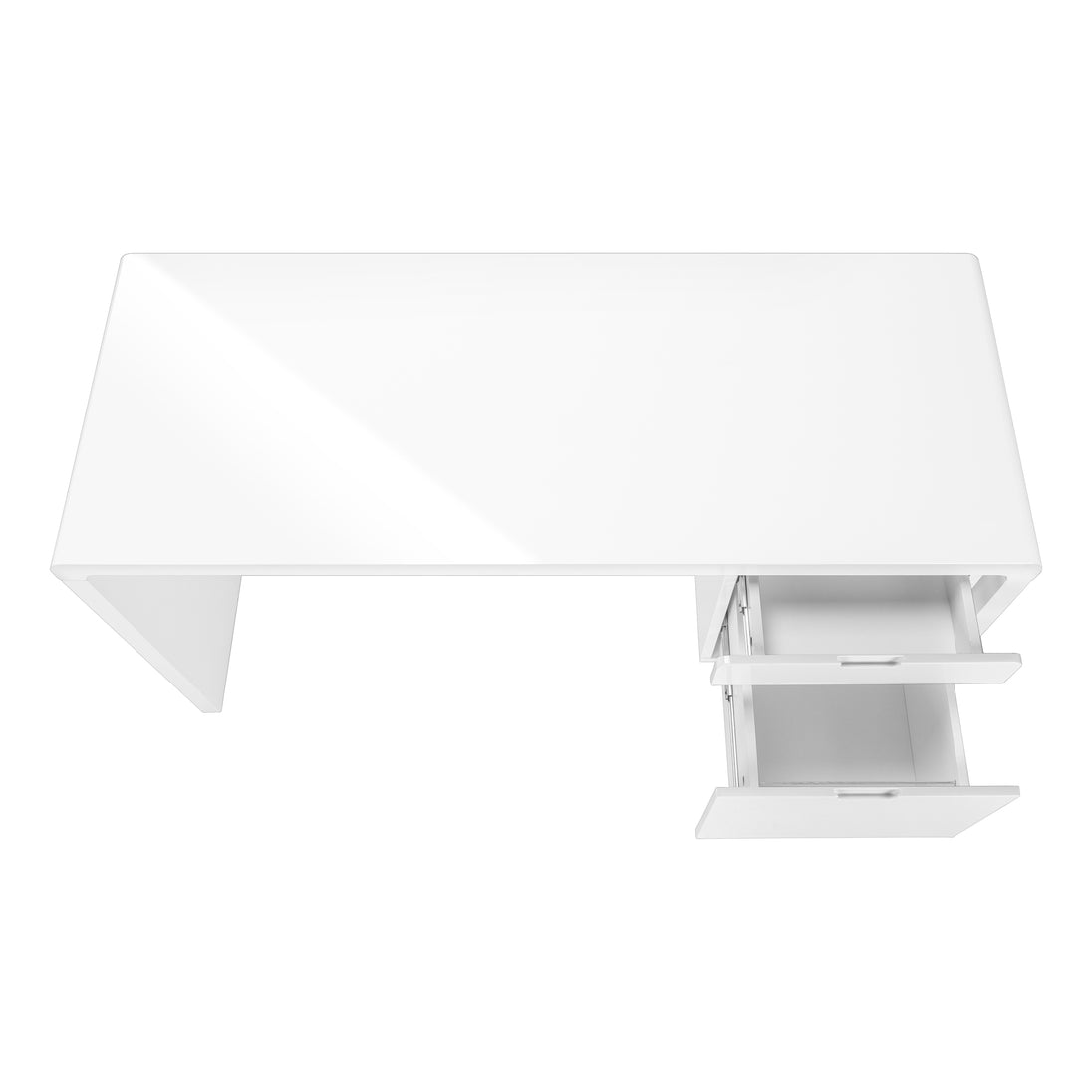 I 7581 Computer Desk - 60"L / High Glossy White L/R Face Drawer - Furniture Depot