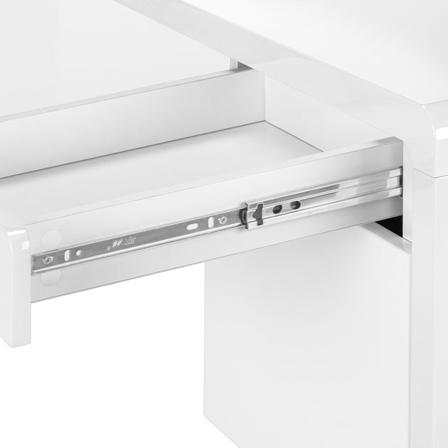 I 7581 Computer Desk - 60"L / High Glossy White L/R Face Drawer - Furniture Depot