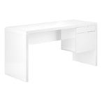 I 7581 Computer Desk - 60"L / High Glossy White L/R Face Drawer - Furniture Depot