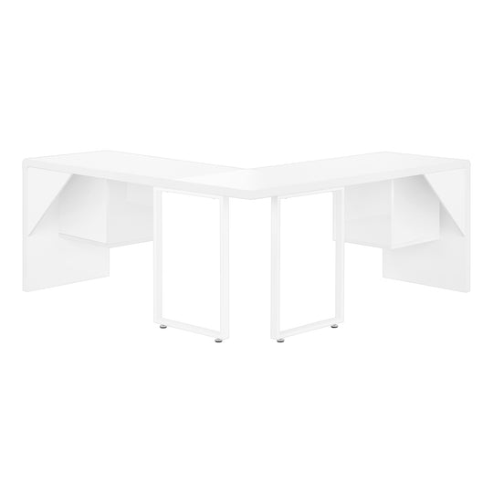 I 7582 Computer Desk - 72"L / High Glossy White Left/ Right Face - Furniture Depot