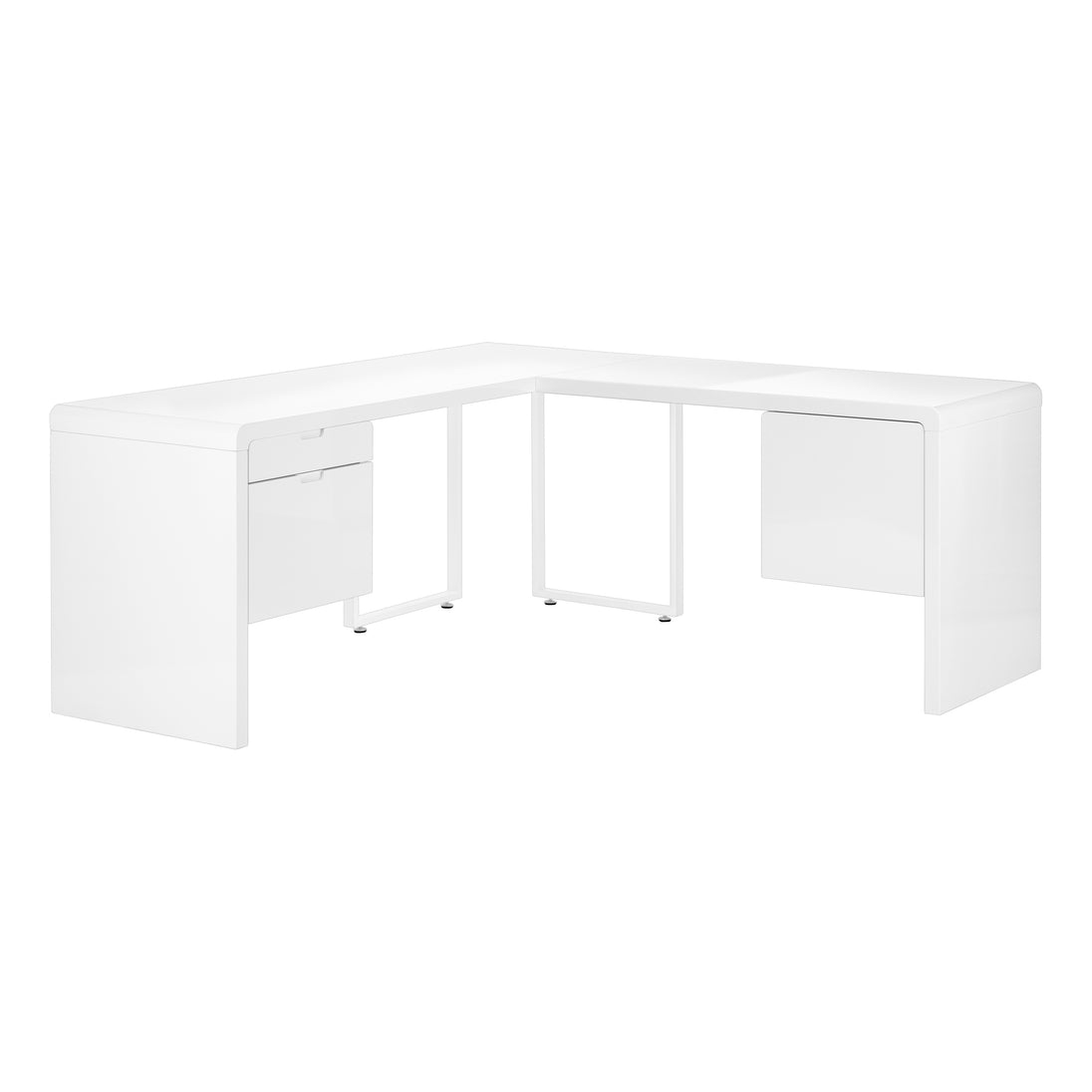 I 7582 Computer Desk - 72"L / High Glossy White Left/ Right Face - Furniture Depot