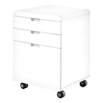 I 7583 Filing Cabinet - 3 Drawer / High Glossy White / Castors - Furniture Depot