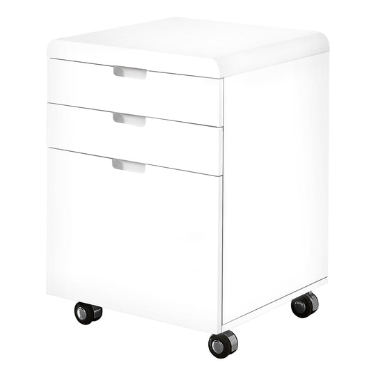 I 7583 Filing Cabinet - 3 Drawer / High Glossy White / Castors - Furniture Depot