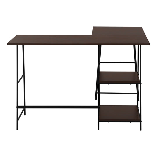 I 7590 Computer Desk - 48"L / Espresso Top / Black Metal Corner - Furniture Depot