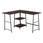 I 7590 Computer Desk - 48"L / Espresso Top / Black Metal Corner - Furniture Depot