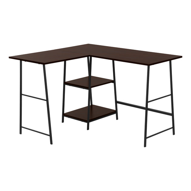 I 7590 Computer Desk - 48"L / Espresso Top / Black Metal Corner - Furniture Depot