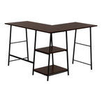 I 7590 Computer Desk - 48"L / Espresso Top / Black Metal Corner - Furniture Depot