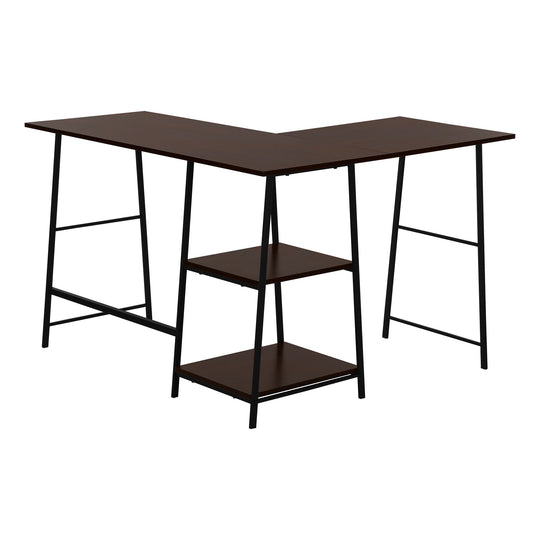 I 7590 Computer Desk - 48"L / Espresso Top / Black Metal Corner - Furniture Depot