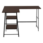 I 7590 Computer Desk - 48"L / Espresso Top / Black Metal Corner - Furniture Depot