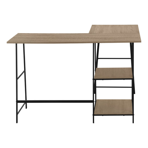 I 7592 Computer Desk - 48"L / Dark Taupe Top/ Black Metal Corner - Furniture Depot