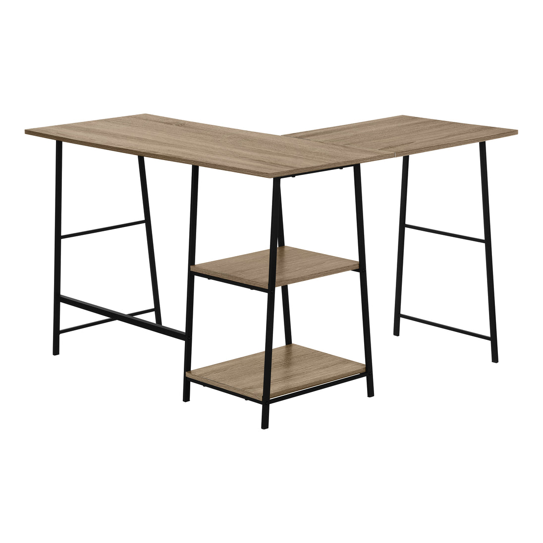 I 7592 Computer Desk - 48"L / Dark Taupe Top/ Black Metal Corner - Furniture Depot