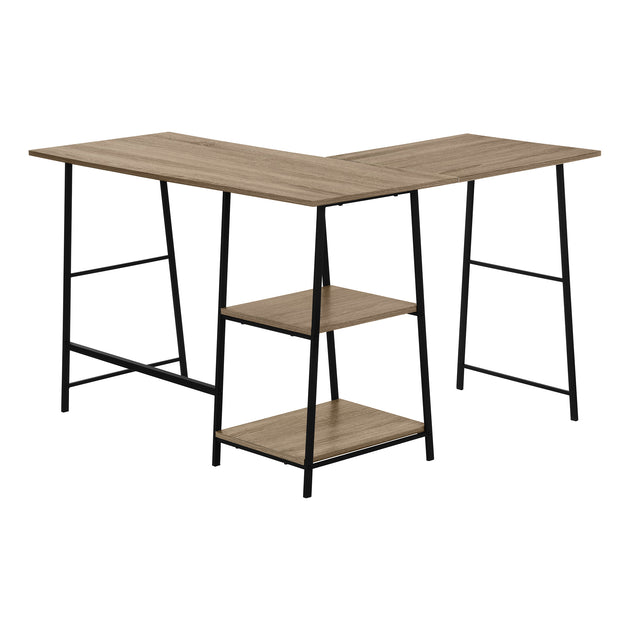 I 7592 Computer Desk - 48"L / Dark Taupe Top/ Black Metal Corner - Furniture Depot