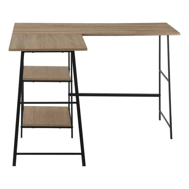 I 7592 Computer Desk - 48"L / Dark Taupe Top/ Black Metal Corner - Furniture Depot