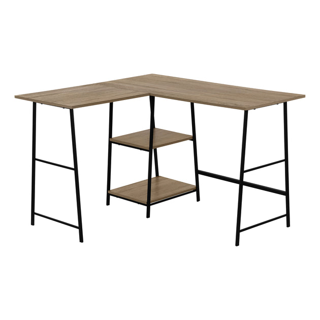 I 7592 Computer Desk - 48"L / Dark Taupe Top/ Black Metal Corner - Furniture Depot