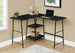 I 7594 Computer Desk - 48"L / Black Marble / Black Metal Corner - Furniture Depot