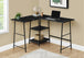 I 7594 Computer Desk - 48"L / Black Marble / Black Metal Corner - Furniture Depot