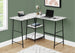 I 7595 Computer Desk - 48"L / White Marble / Black Metal Corner - Furniture Depot