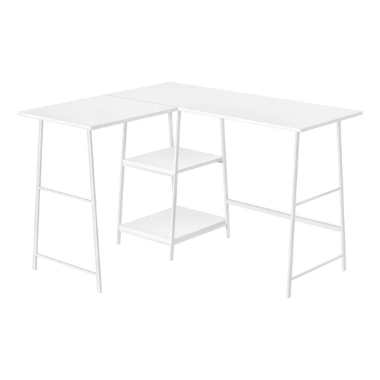 I 7596 Computer Desk - 48"L / White Top / White Metal Corner - Furniture Depot