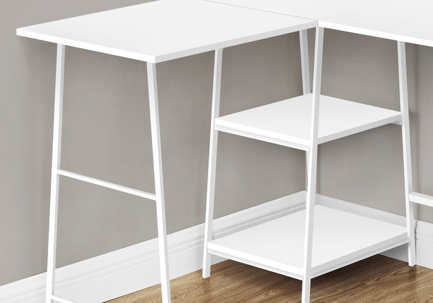 I 7596 Computer Desk - 48"L / White Top / White Metal Corner - Furniture Depot