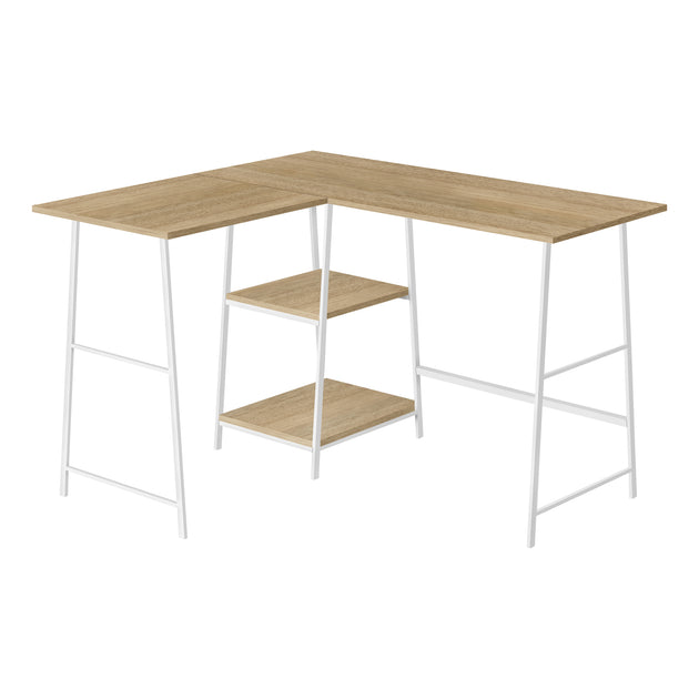 I 7597 Computer Desk - 48"L / Natural Top / White Metal Corner - Furniture Depot