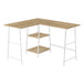 I 7597 Computer Desk - 48"L / Natural Top / White Metal Corner - Furniture Depot