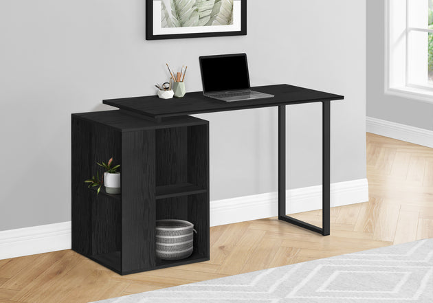 I 7601 Computer Desk - 55"L / Black Oak Left Or Right Facing - Furniture Depot
