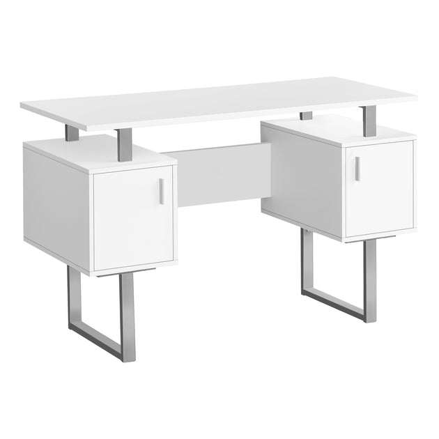 I 7605 Computer Desk - 48"L / White / Silver Metal - Furniture Depot