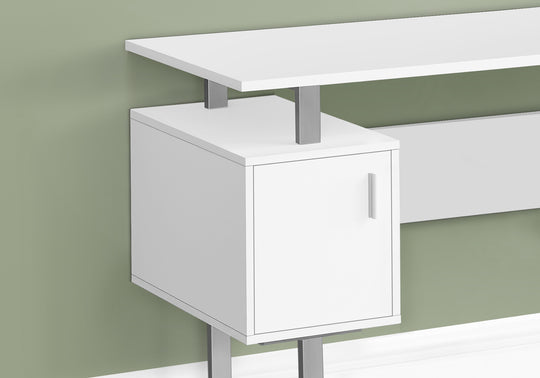 I 7605 Computer Desk - 48"L / White / Silver Metal - Furniture Depot