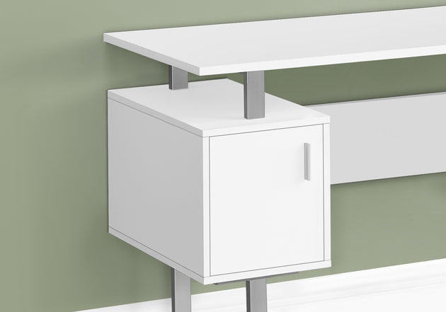I 7605 Computer Desk - 48"L / White / Silver Metal - Furniture Depot