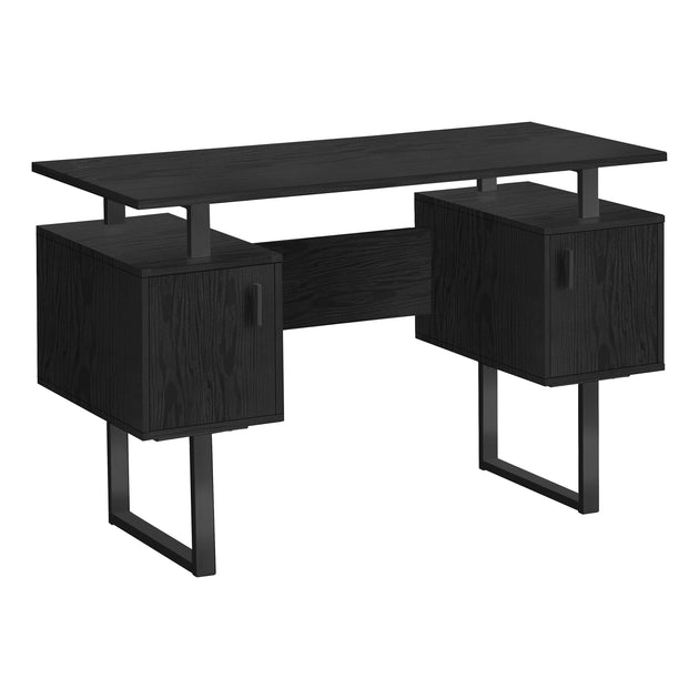 I 7606 Computer Desk - 48"L / Black Oak / Black Metal - Furniture Depot