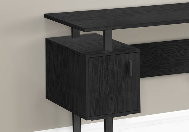 I 7606 Computer Desk - 48"L / Black Oak / Black Metal - Furniture Depot