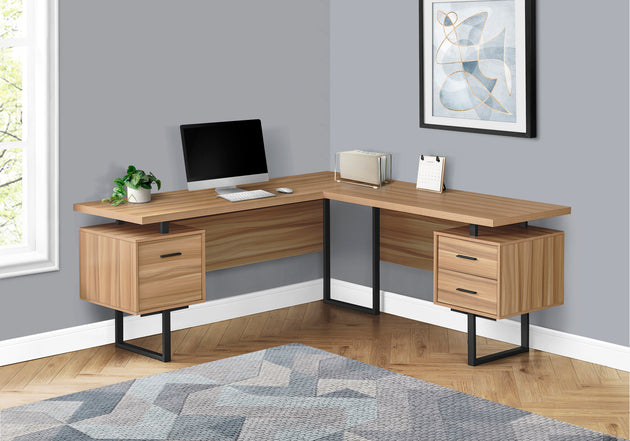 I 7612 Computer Desk - 70"L / Reclaimed Wood / Black Metal / L/R - Furniture Depot