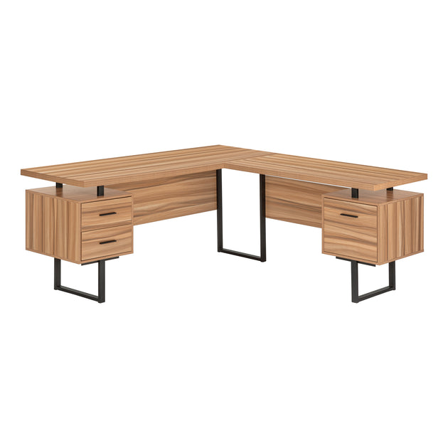 I 7612 Computer Desk - 70"L / Reclaimed Wood / Black Metal / L/R - Furniture Depot