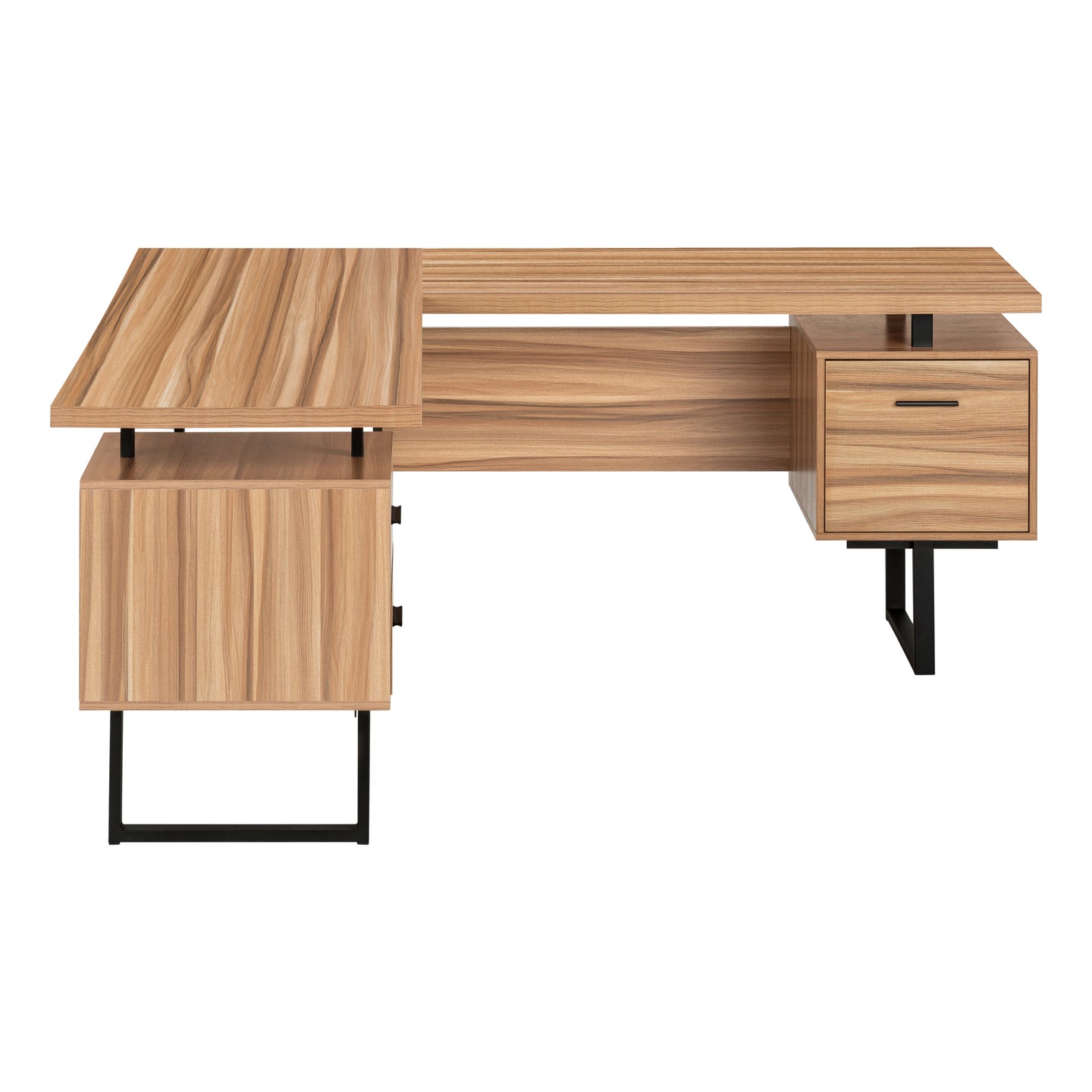 I 7612 Computer Desk - 70"L / Reclaimed Wood / Black Metal / L/R - Furniture Depot