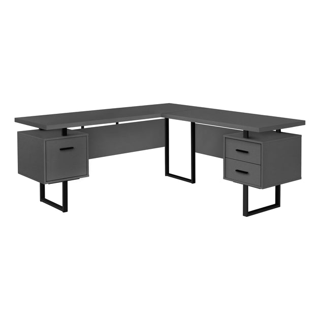 I 7615 Computer Desk - 70"L / Modern Grey / Black Metal / L/R - Furniture Depot