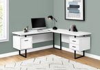 I 7616 Computer Desk - 70"L / White / Black Metal / L/R Face - Furniture Depot