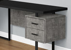 I 7617 Computer Desk - 70"L / Black/ Concrete/ Black Metal / L/R - Furniture Depot