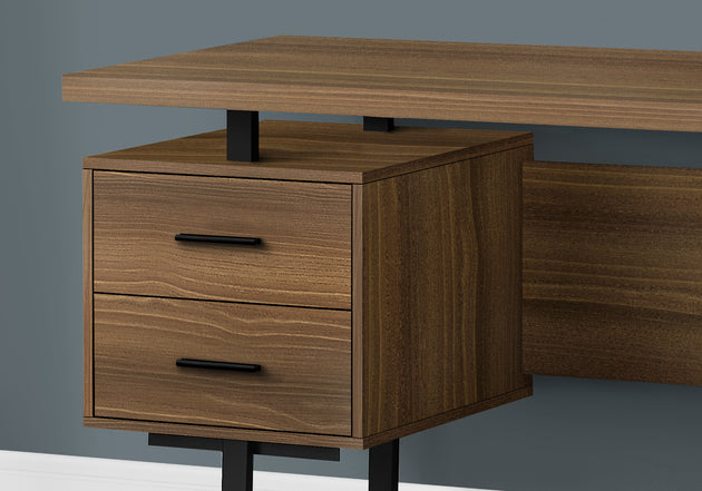 I 7625 Computer Desk - 60"L / Walnut / Black Metal - Furniture Depot