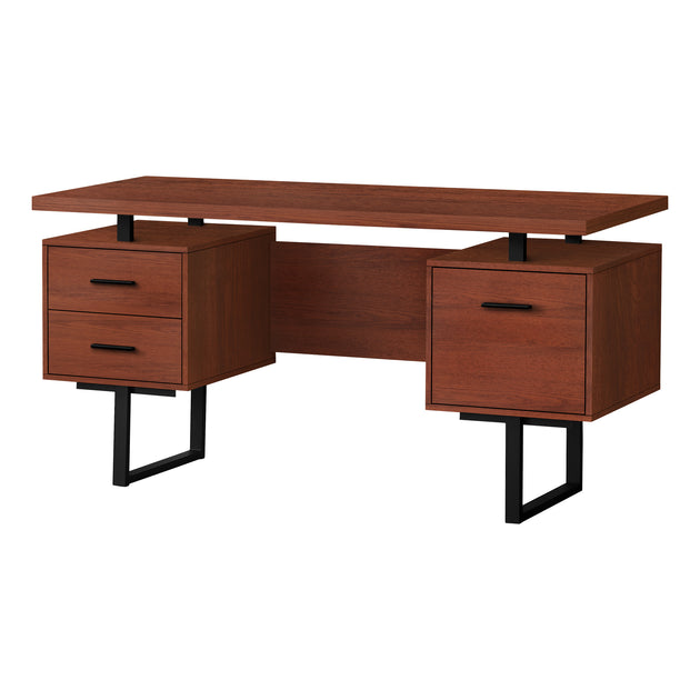 I 7626 Computer Desk - 60"L / Cherry / Black Metal - Furniture Depot
