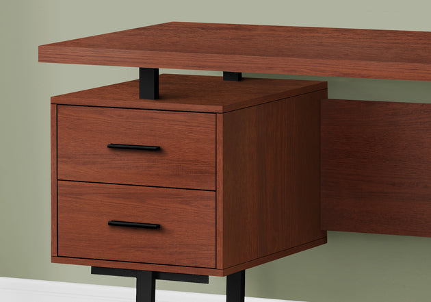 I 7626 Computer Desk - 60"L / Cherry / Black Metal - Furniture Depot