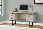 I 7629 Computer Desk - 60"L / Modern Taupe / Black Metal - Furniture Depot
