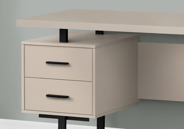 I 7629 Computer Desk - 60"L / Modern Taupe / Black Metal - Furniture Depot