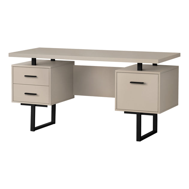 I 7629 Computer Desk - 60"L / Modern Taupe / Black Metal - Furniture Depot