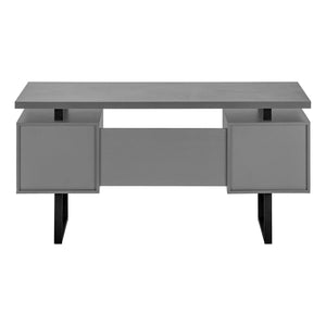I 7630 Computer Desk - 60"L / Modern Grey / Black Metal - Furniture Depot