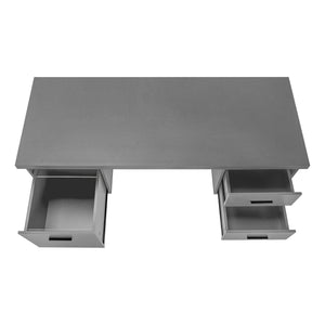 I 7630 Computer Desk - 60"L / Modern Grey / Black Metal - Furniture Depot