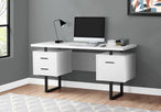 I 7631 Computer Desk - 60"L / White / Black Metal - Furniture Depot (7881145876728)